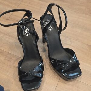 D&G Glossy Black Strappy Heels